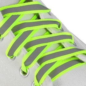 Шнурки для обуви, пара, плоские, со светоотражающей полосой, 10 мм