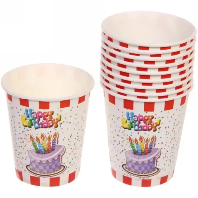 Стакан бумажный 0,2л в наборе 10 шт «День рождения» Свечки на торте