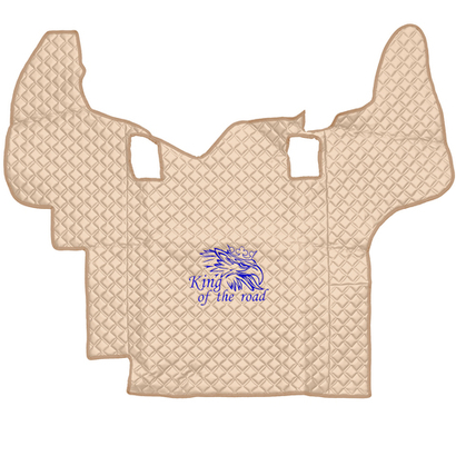 Ковры SCANIA 5 серии Р (автомат) (экокожа, бежевый, бежевый кант, синяя вышивка)