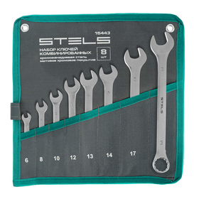 Набор ключей комбинированных 6-19 мм, 8 шт., CrV, матовый хром Stels