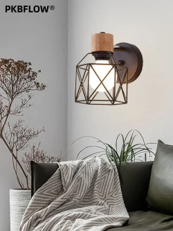 Бра настенный из натурального дерева,Настенный светильник,В комплекте без лампочек,E27