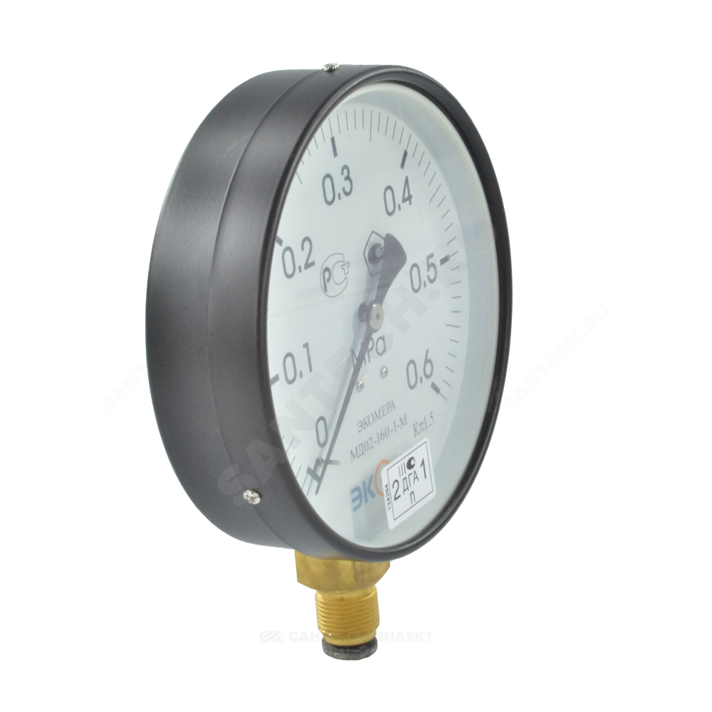 Манометр МД02 радиальный Дк160мм 0-0,6 МПа кл.1,5 G1/2" ЭКОМЕРА МД02-160-G-0,6МПа