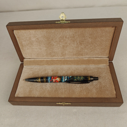 Ручка шариковая Parker "Сказочная тройка" на черном с ручной росписью Палех в футляре