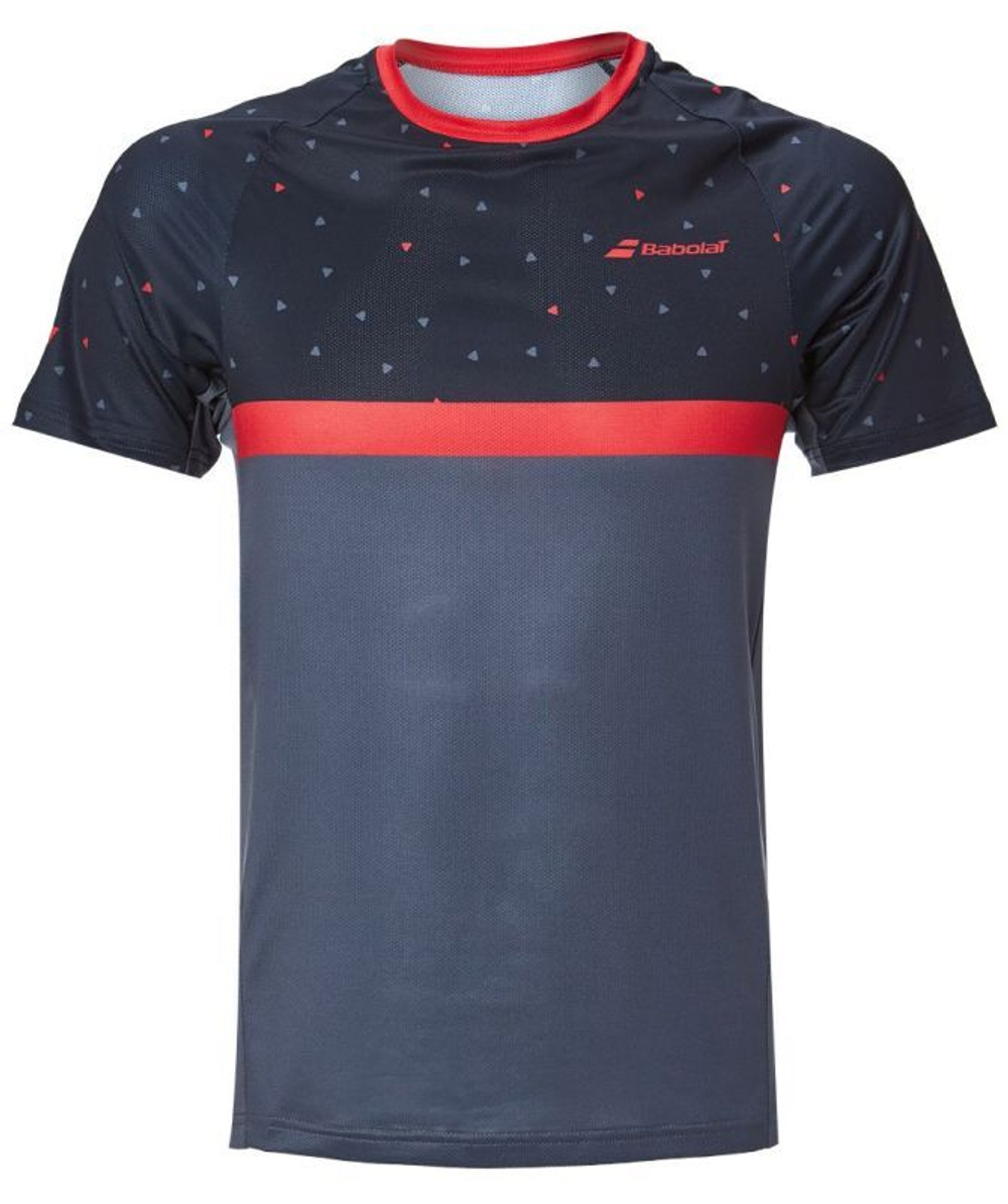 Футболка мужская теннисная Babolat Compete Crew Neck Tee M - black/poppy red