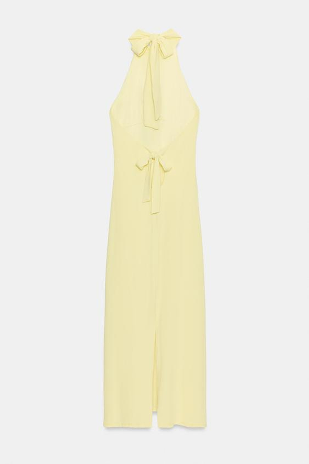 ZARA ПЛАТЬЕ МИДИ С ГОРЛОВИНОЙ ХАЛТЕР И ЗАВЯЗКАМИ, ЖЕЛТЫЙ