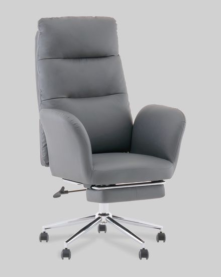 Кресло руководителя TopChairs Solid с оттоманкой серый