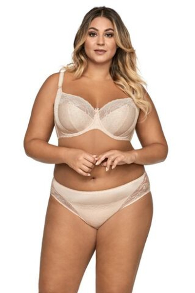 Бежевые трусики-стринги с кружевом (Размер: XL) (Цвет: бежевый)