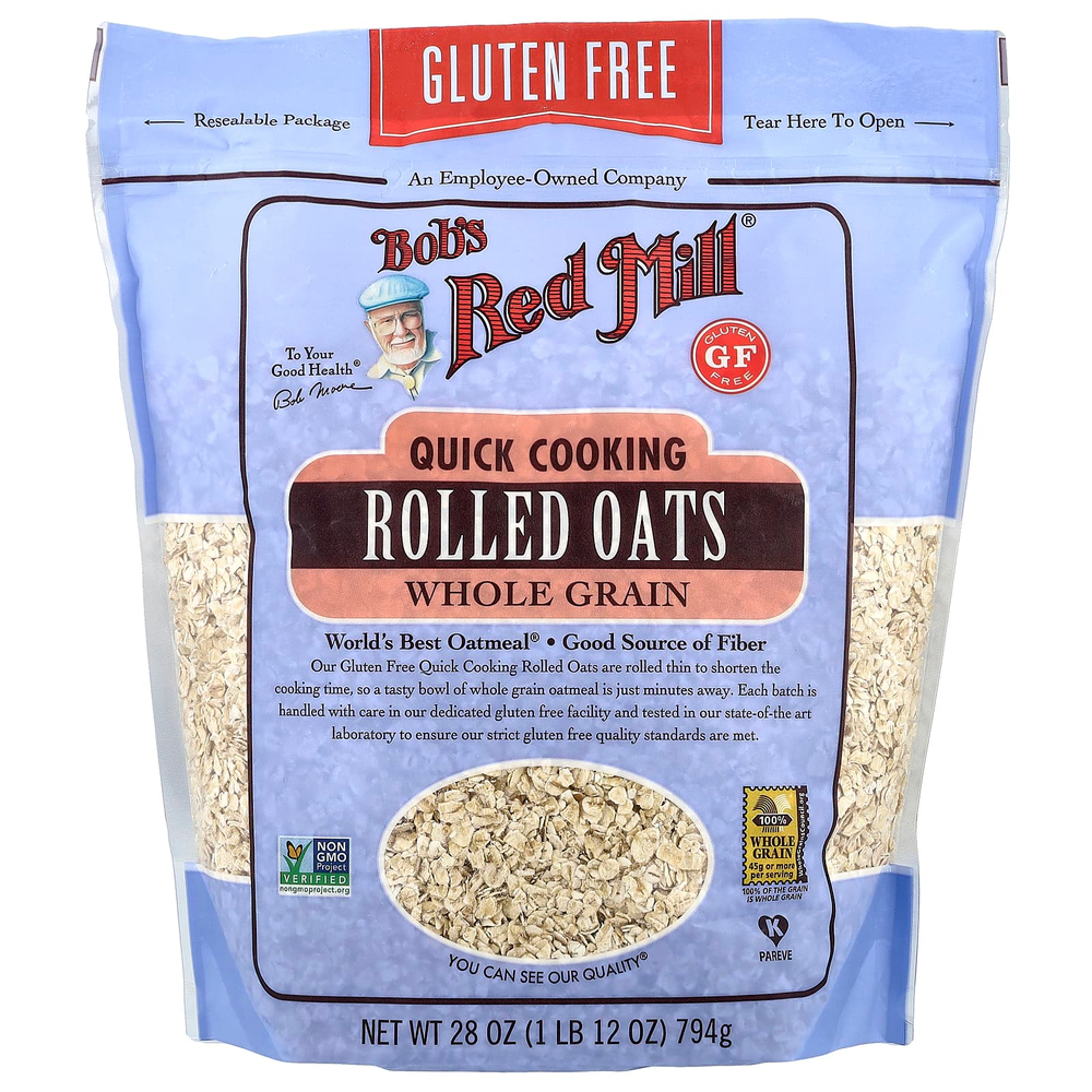 Bob's Red Mill, цельнозерновые овсяные хлопья быстрого приготовления, без глютена, 794 г (28 унций)