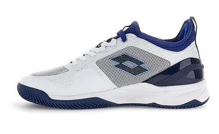 Мужские кроссовки теннисные Lotto Mirage 200 Clay - all white/blue 295c/royal gem