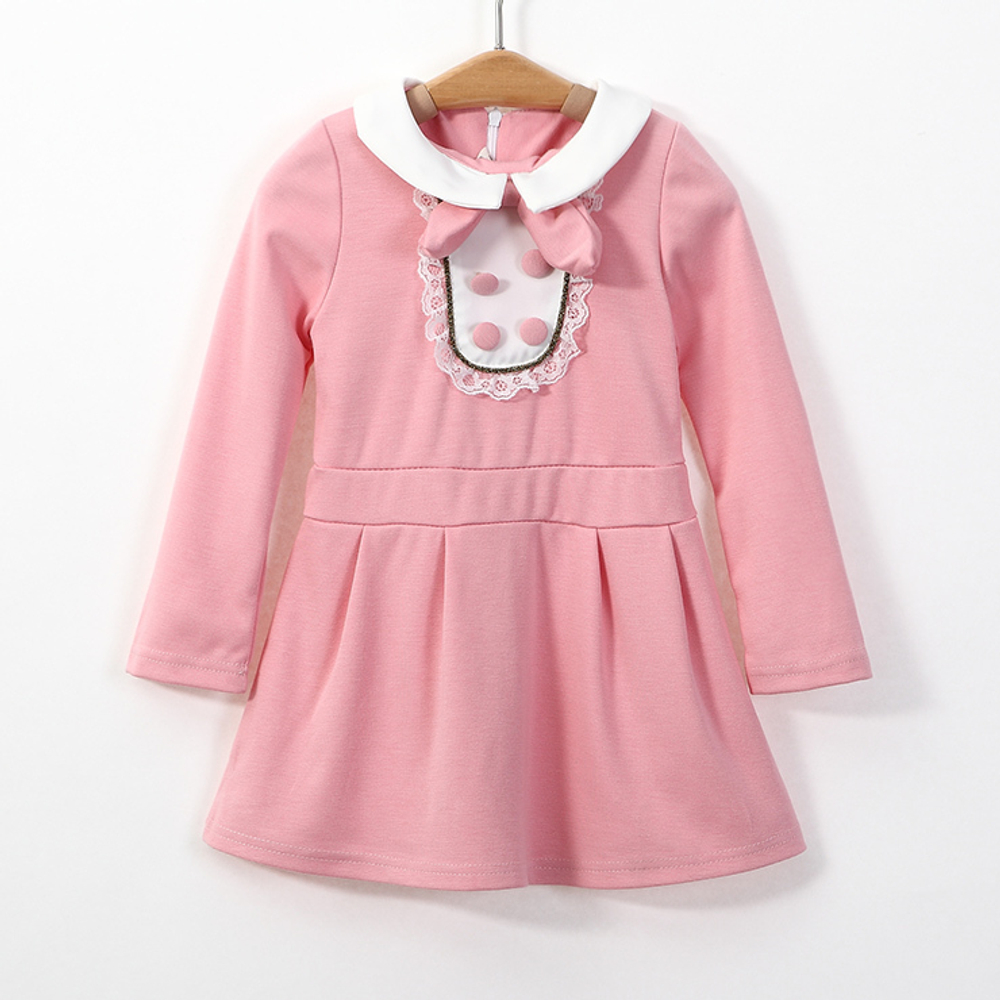 Платье детское с контрастным воротником и жабо