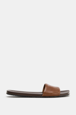 ZARA САНДАЛИИ ИЗ МЯГКОЙ КОЖИ НА ПЛОСКОЙ ПОДОШВЕ, КОРИЧНЕВЫЙ