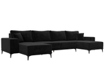 Диван П-образный Льюес, Черный, Велюр, 122414