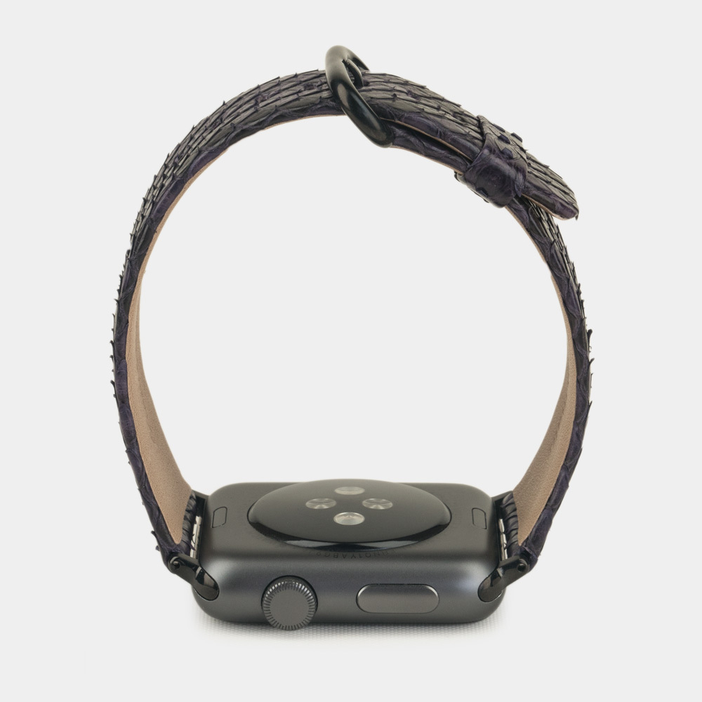 Ремешок для Apple Watch 44/45/46 mm из кожи питона, фиолетового цвета