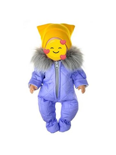 Зимний комбез сирень и шапка для куклы ростом 43 см (985)