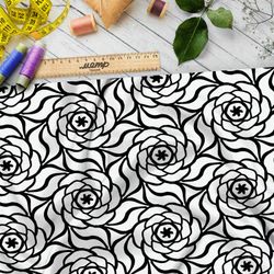 Ткань барби единый цветочный узор на белом фоне