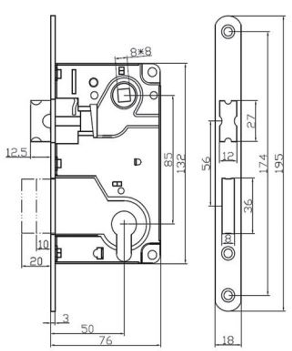 Замок врезной 285 Vela