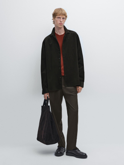 Massimo Dutti Вельветовая куртка-рубашка классического кроя, коричневый