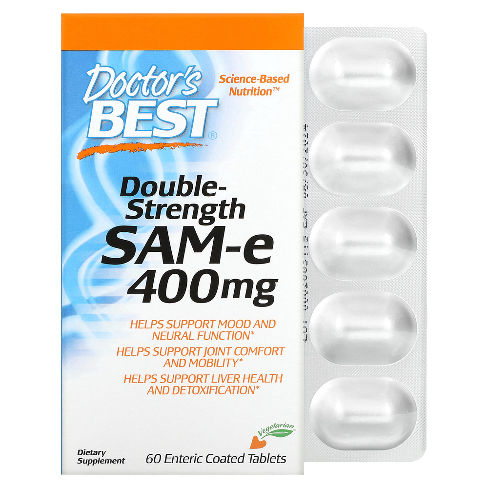 Doctor's Best, SAMe (дисульфат тозилат), двойная сила, 400 мг, 60 таблеток, покрытых кишечнорастворимой оболочкой