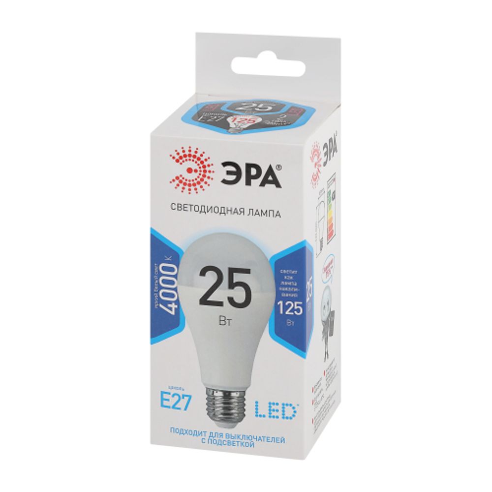 Лампочка светодиодная ЭРА STD LED A65-25W-840-E27 E27 / Е27 25Вт груша нейтральный белый свет