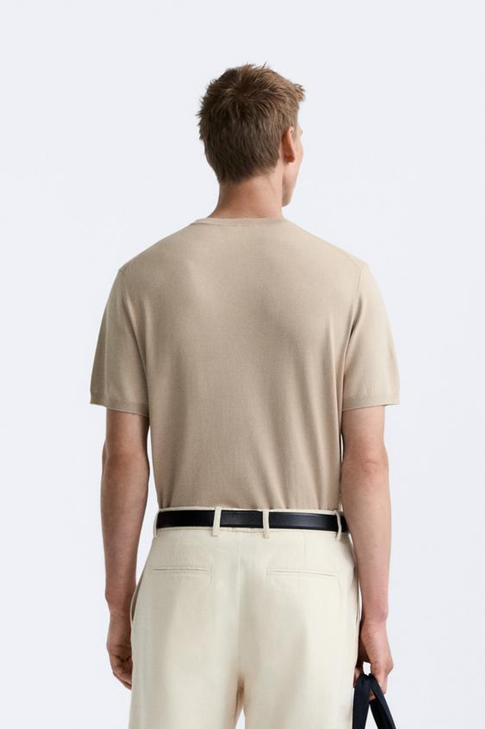 ZARA ФУТБОЛКА ИЗ СМЕСОВОЙ ВИСКОЗЫ, ПЕСОЧНЫЙ