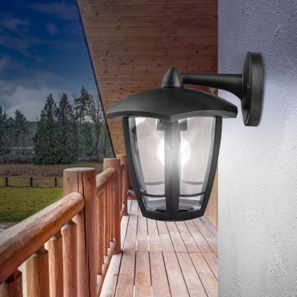 Садово-парковый светильник ЭРА «Дели 3» НБУ 07-40-004 черный 6-гранный настенный IP44 Е27 max 60Вт