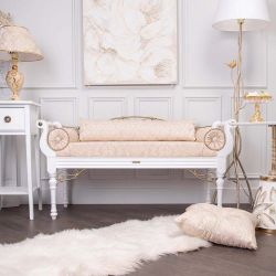 Банкетка Флоренция Премиум Белый Каледония Даймонд Айвори Амбер