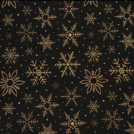 Бумага упаковочная тишью, новогодняя упаковка "Золотые снежинки", 50 х 66 см.