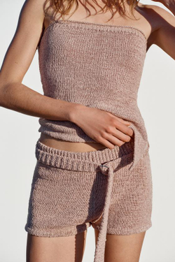 ZARA МИНИ-ШОРТЫ ИЗ ТКАНИ РУСТИК, ПАСТЕЛЬНО-РОЗОВЫЙ