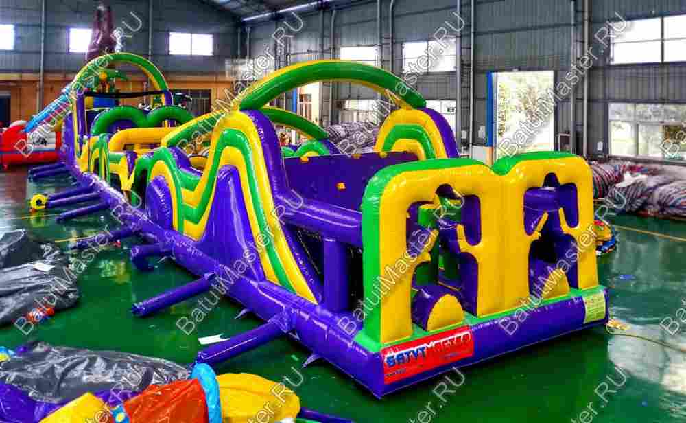 Надувной батут "Длинная полоса препятствий" 16*4*5 м