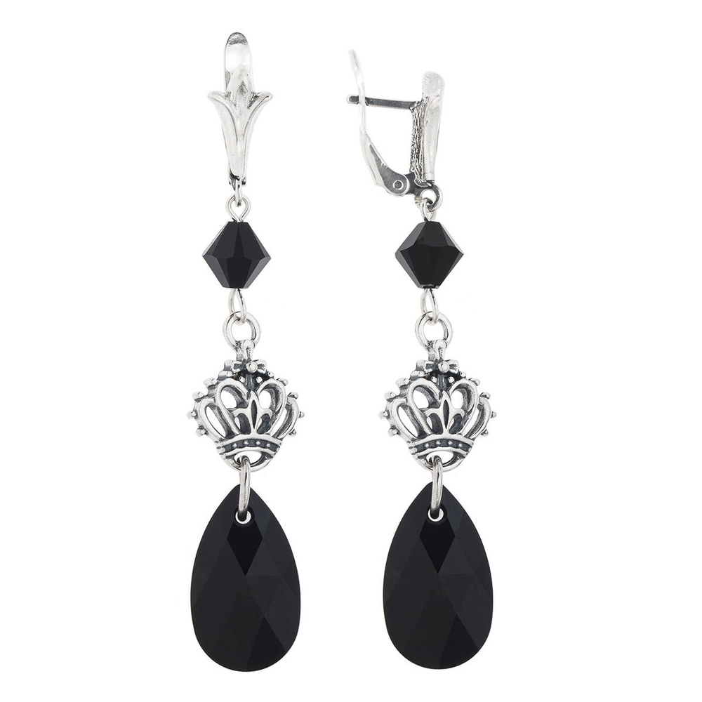 "Люксембург" серьги в серебряном покрытии из коллекции "Пале-Рояль" от Jenavi  с английским замком