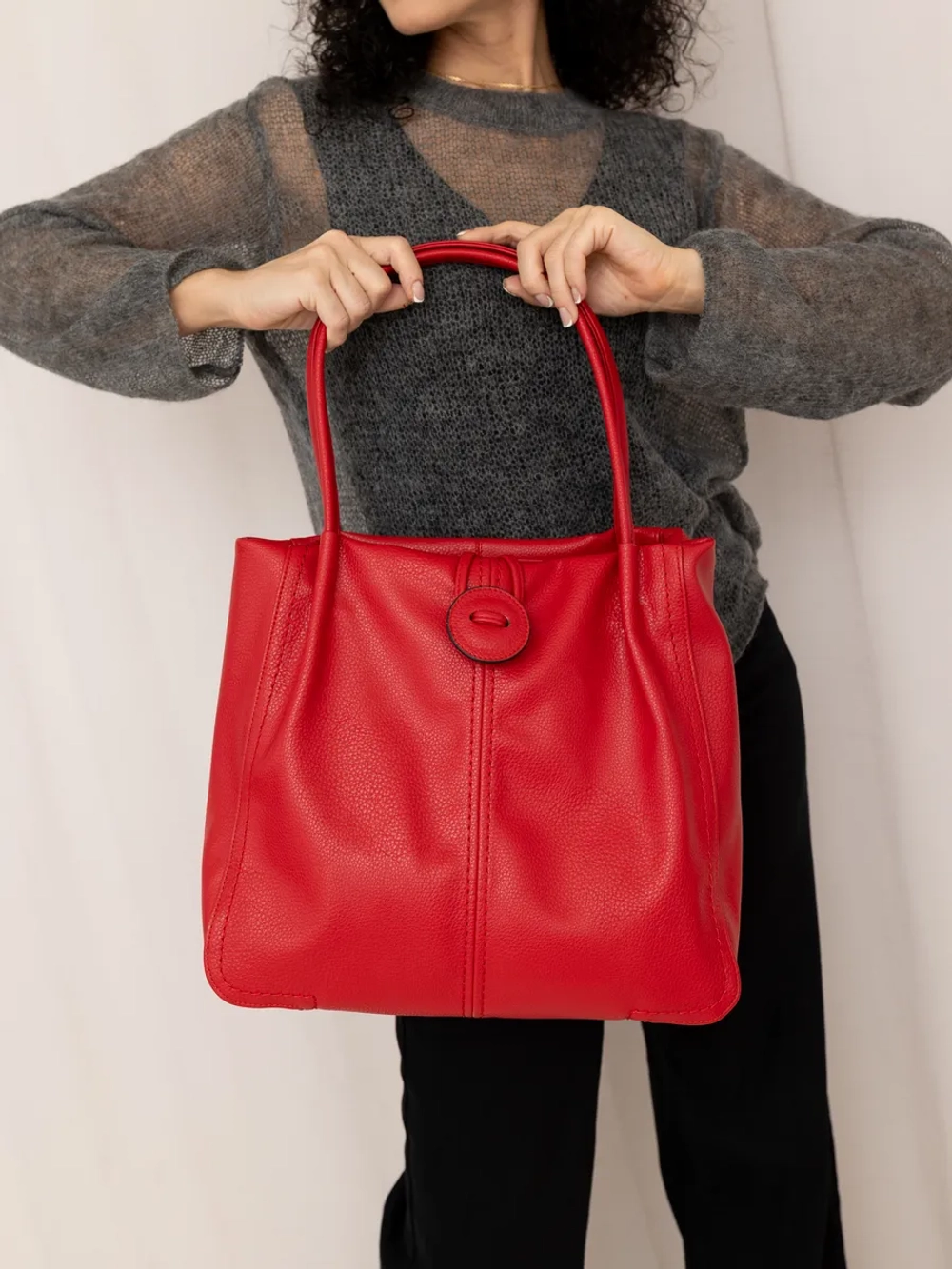 Сумка большая через плечо шоппер мешок