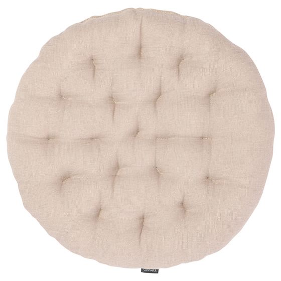 Подушка на стул круглая из стираного льна бежевого цвета Essential, 40х40x4 см