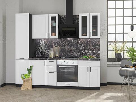 Прямая модульная кухня Лофт-02 White Silk - Graphite 2140*2400*600