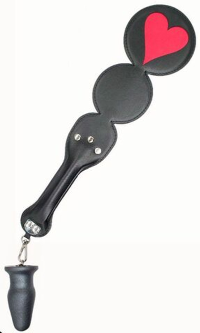 Шлёпалка Черви с анальным плагом (Цвет: черный с красным)