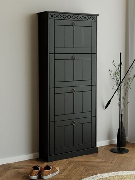 Обувница для прихожей Индра, высокая из МДФ, черный