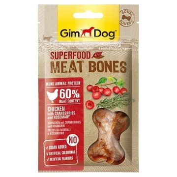 Gim Dog лакомство для собак из курицы с клюквой и розмарином, мясные косточки суперфуд