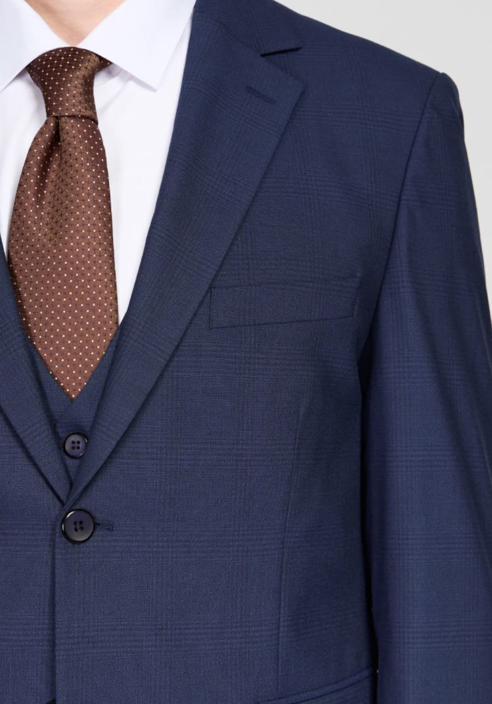 Мужской костюм тройка в клетку (синий) В78