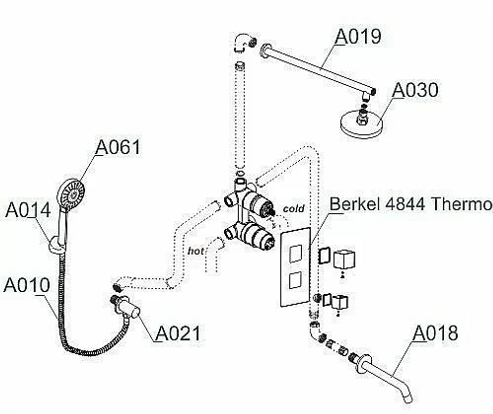 Душевая система WasserKRAFT Berkel 4800 A174819 Thermo