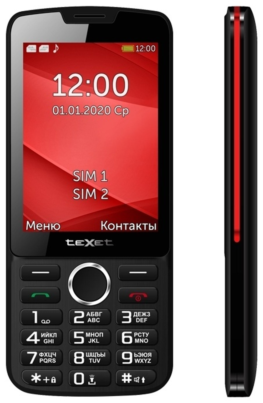 Мобильный телефон teXet TM-308 черный-красный