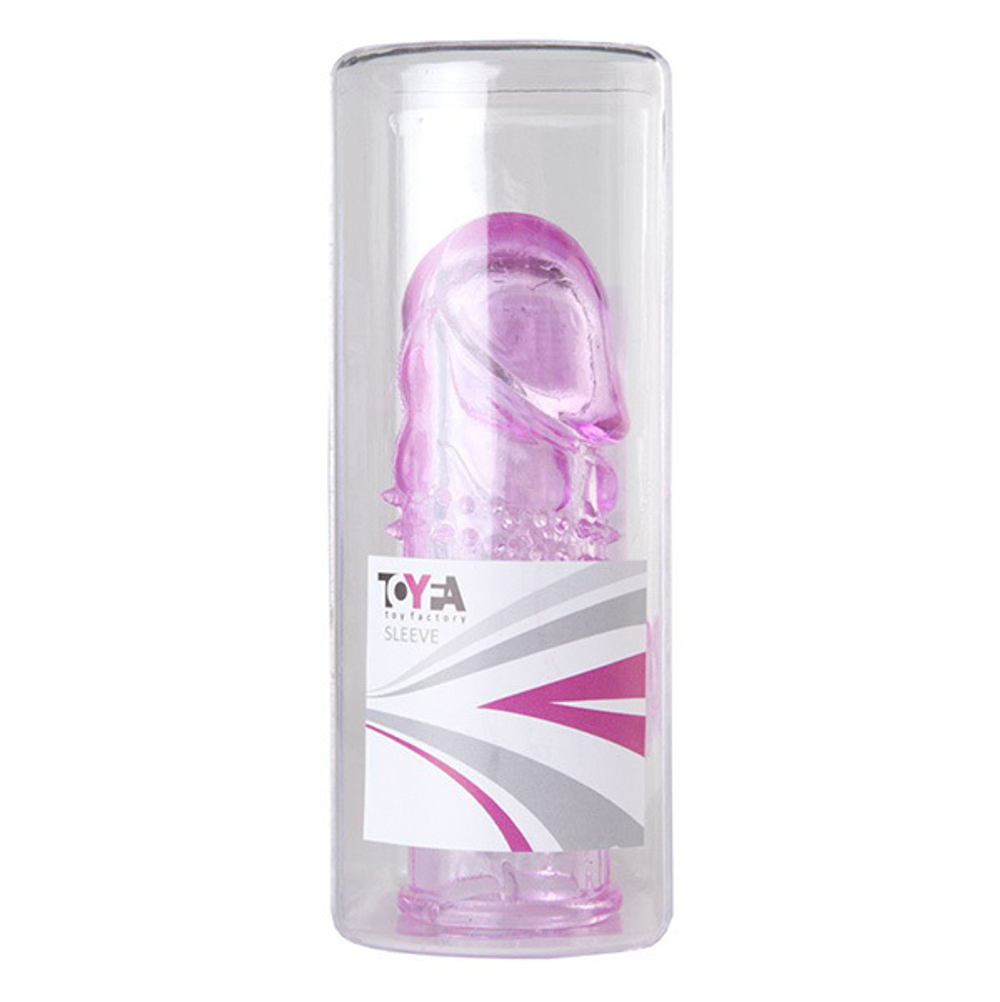 Розовая гелевая насадка 13см с шипами и клиторальным отростком ToyFa Basic 818017-3