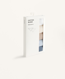 OYSHO Набор из 5 пар трусов-бразильяно из хлопковой смеси, синий