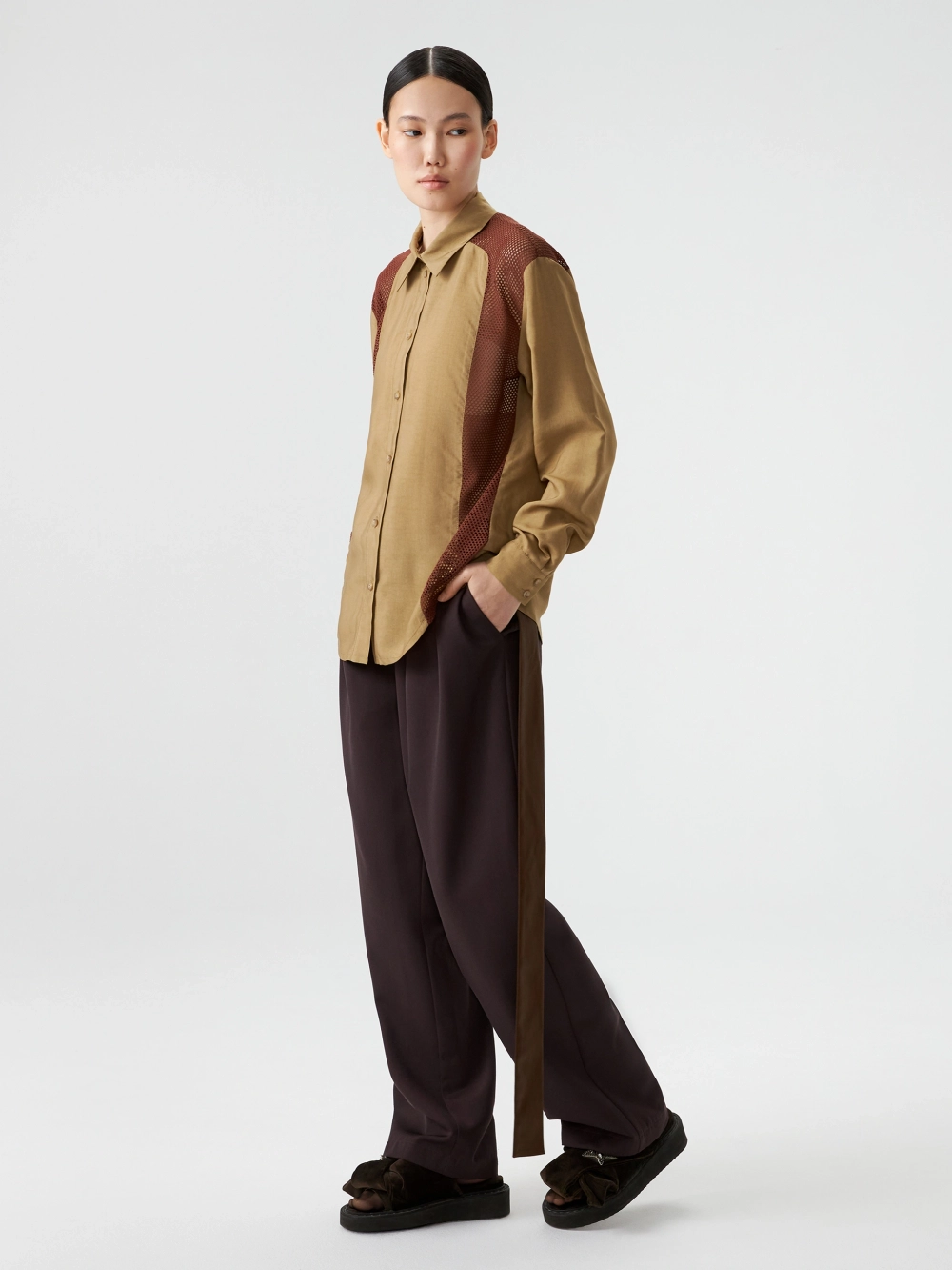 Рубашка со вставками из сетки OLA OLA