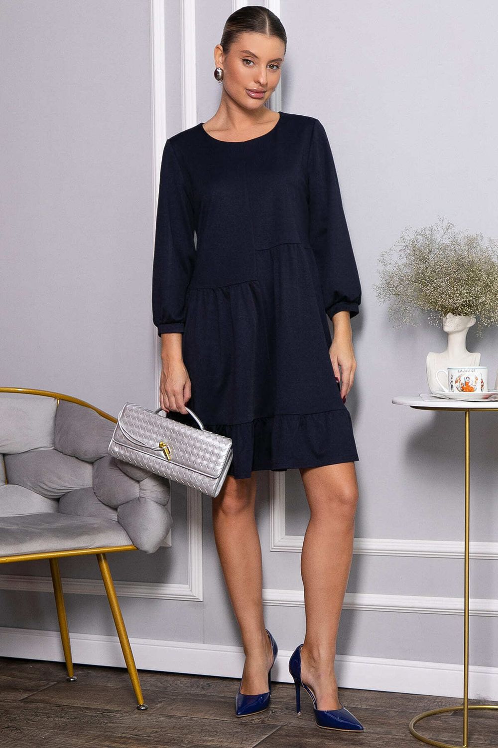 Платье бохо трикотажное Млада (темно-синее) П14411-8М LT Collection