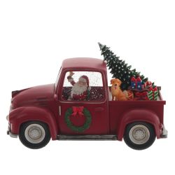 GAEM Изделие декоративное "Дед Мороз на машине" (подсветка, вьюга, AAх3 н/п) L28 W12 H18 см