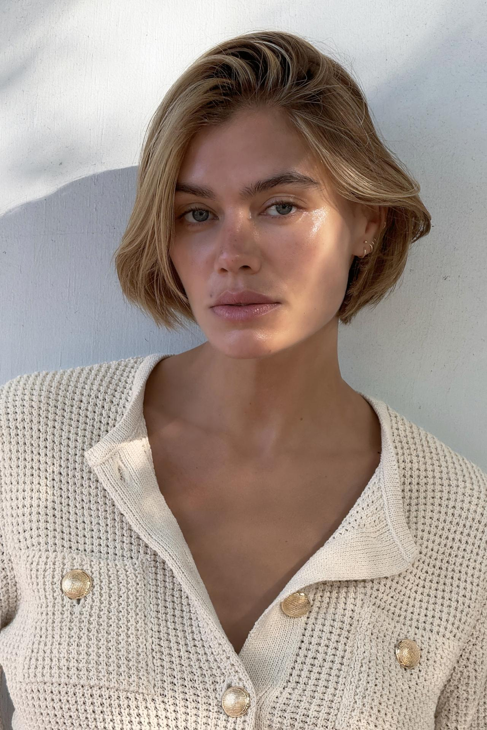 ZARA КАРДИГАН С ЗОЛОТИСТЫМИ ПУГОВИЦАМИ, ЭКРЮ