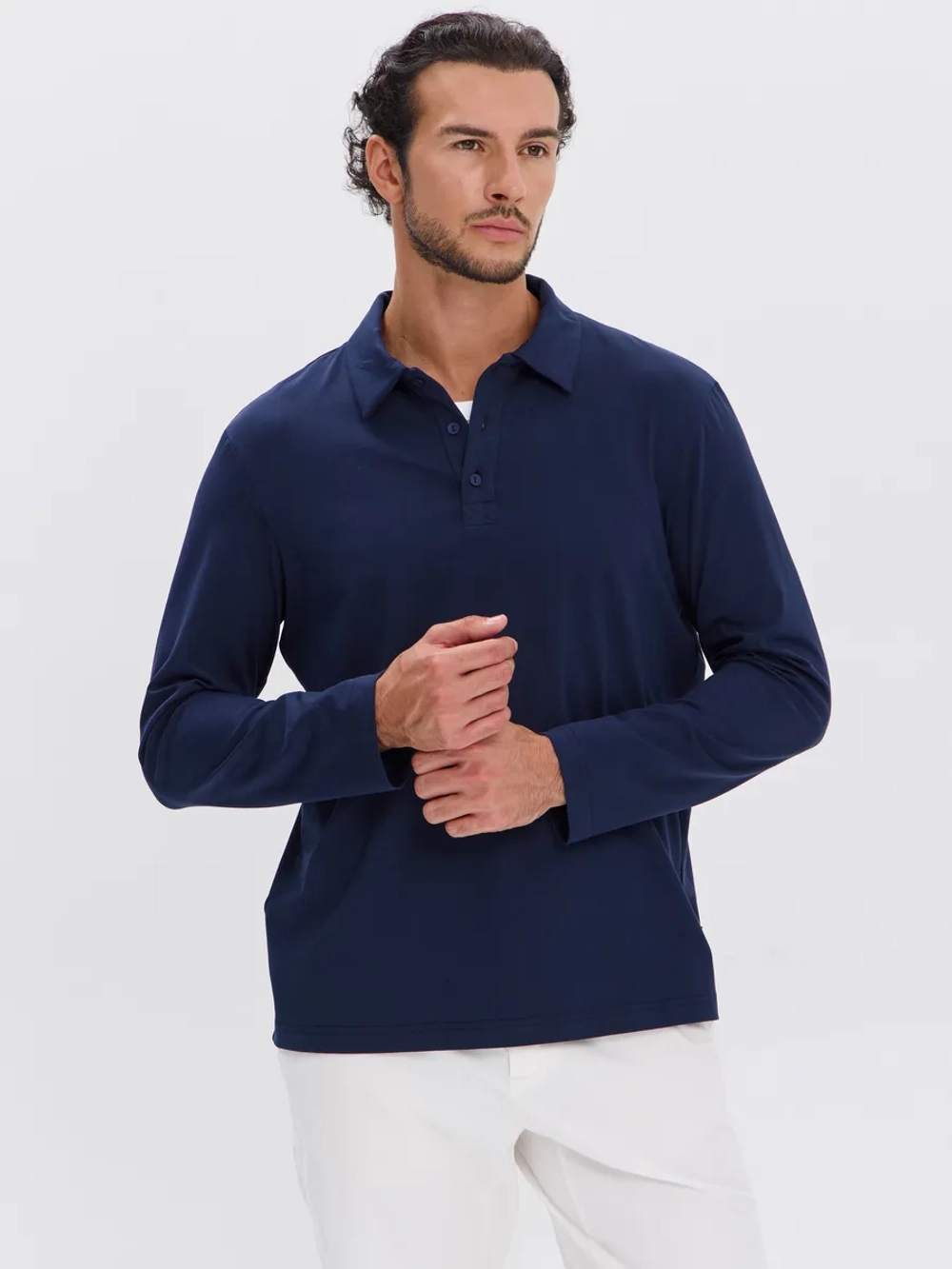 Повседневный базовый лонгслив поло