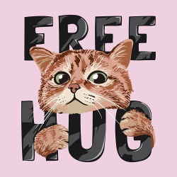 принт с котом Free Hug розовый