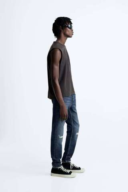 ZARA ДЖИНСЫ SKINNY С РАЗРЕЗАМИ, МОРСКОЙ СИНИЙ