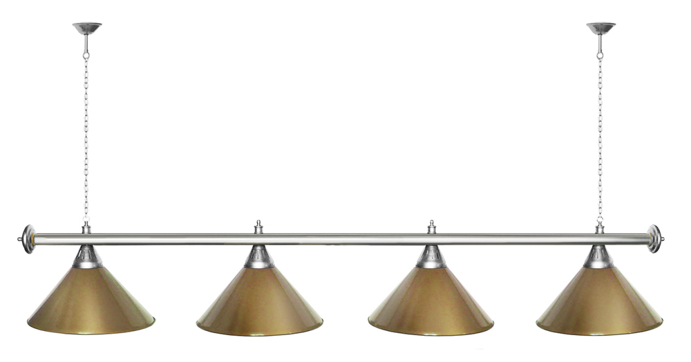 Лампа STARTBILLIARDS 4 пл. (плафоны зеленые,штанга золотая,фурнитура золото)