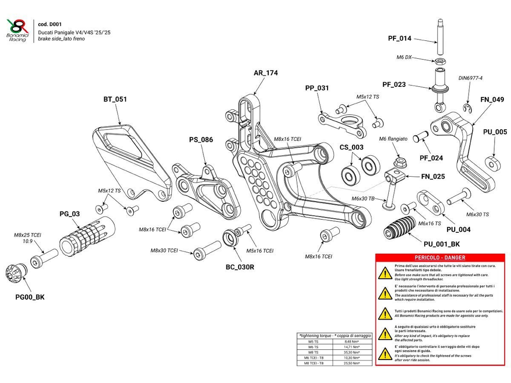 D001 BONAMICI ADJUSTABLE REARSETS (P V4 2025)